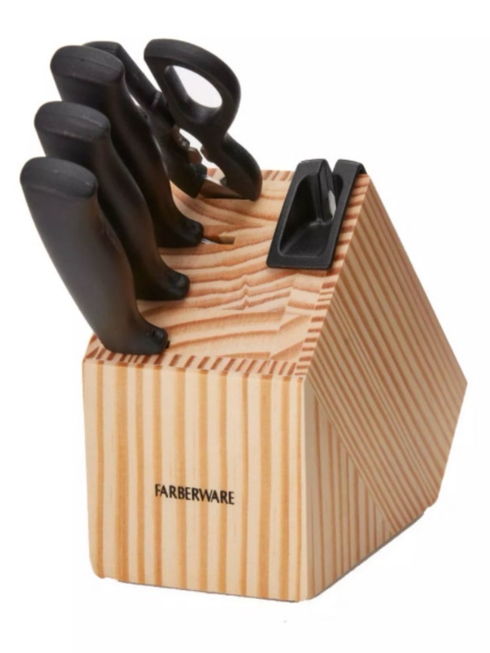 Farberware 5 Pc Cutlery Knife Set with Edge Keeper Sharpener and Scissor